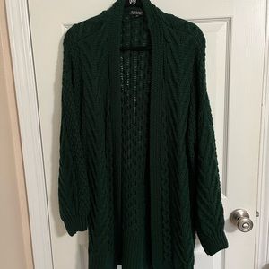 Topshop Long Open Front Cardi size 8 US (oversized fit) Dark Green